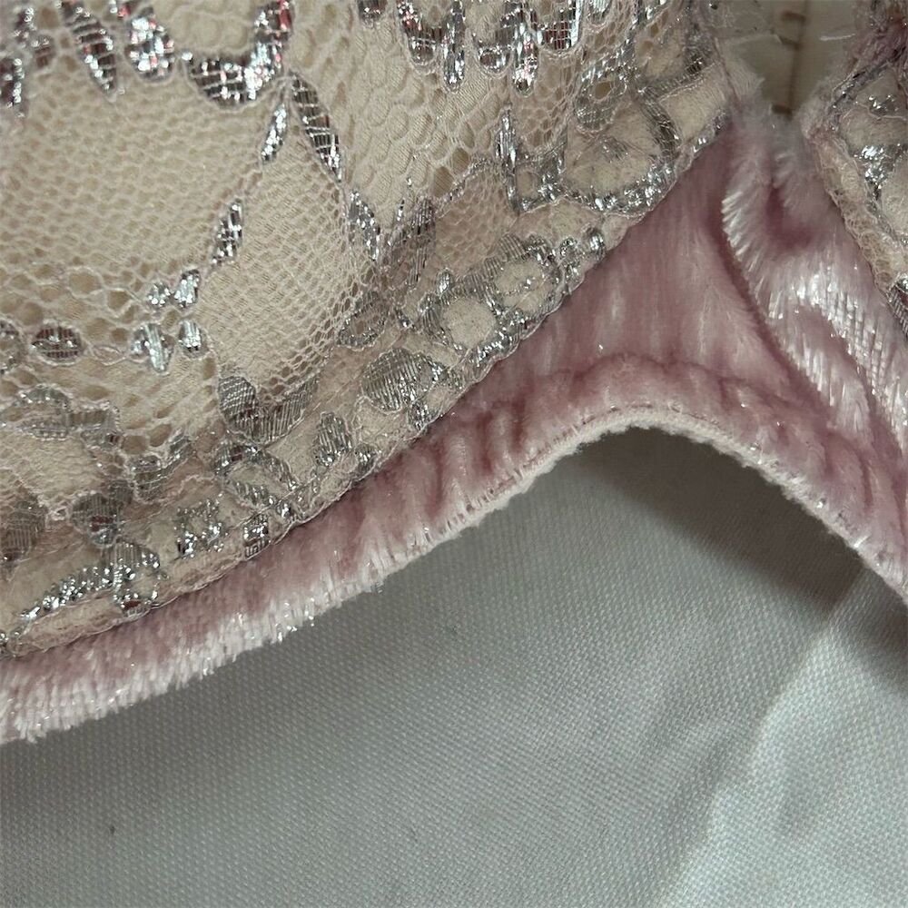 Victoria's Secret Push-Up Bra 38DD Silver Pink Lace Trim Underwired EUC 38E - Picture 13 of 13